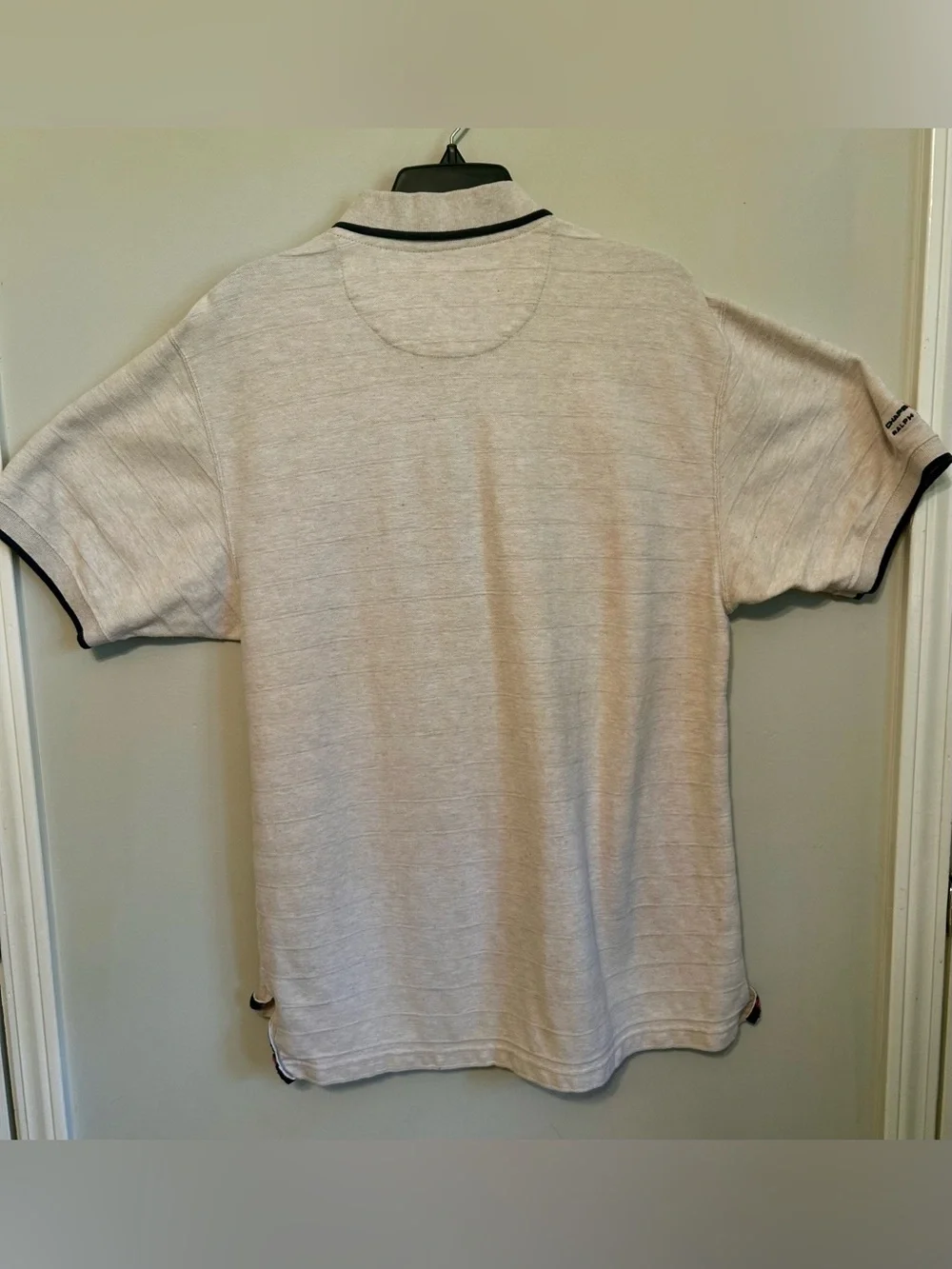 Chaps Ralph Lauren Men's Beige Polo Shirt with Black Trim